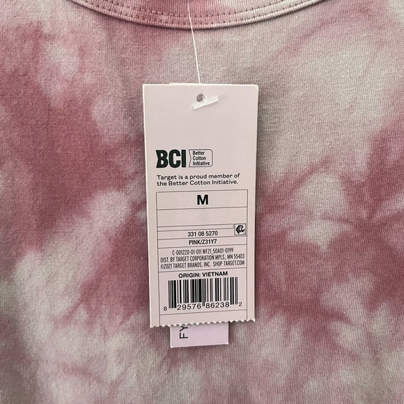 NWT Women’s Pink Tie Dye Short Sleeve Ruched Side Bodycon Dress - Picture 6 of 6